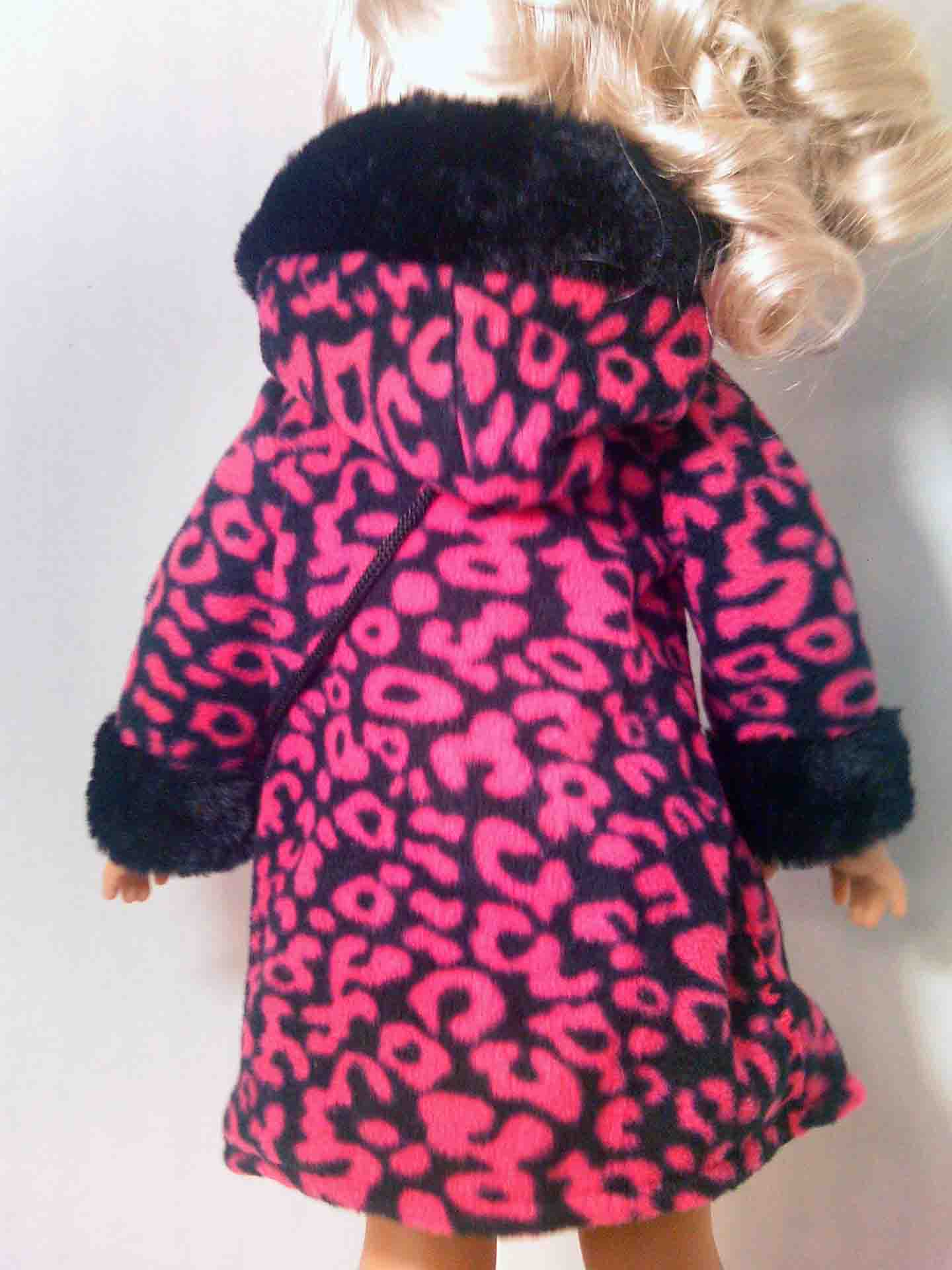 Hot Pink and Black Hooded Coat | An American Doll Closet